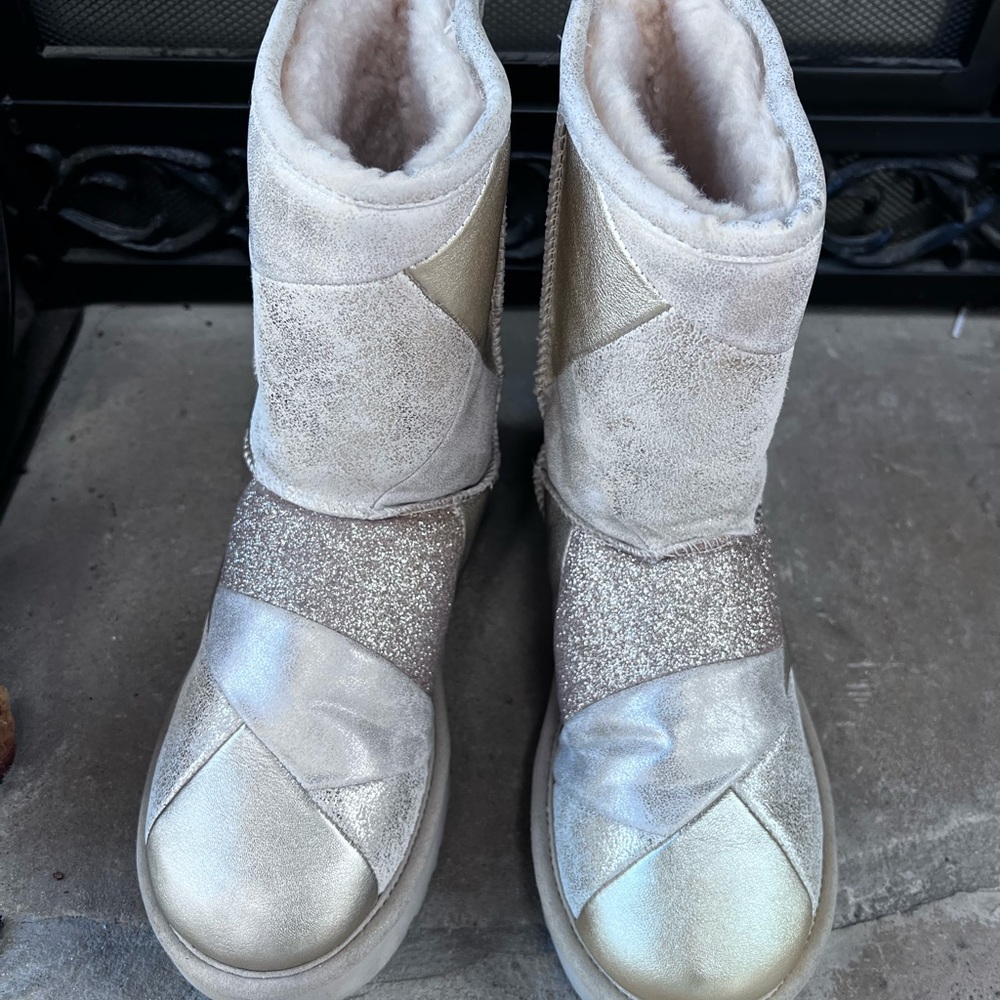 Ugg Boots Patchwork Silver Gold Glitter Elmira Bo… - image 2